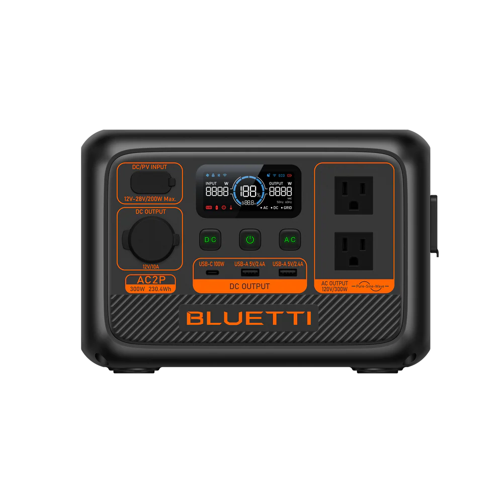 Everglow Tech BLUETTI AC2P Solar Portable Power Station/Solar Generator | 300W 230.4Wh AC2P | 300W 230.4Wh Power Station