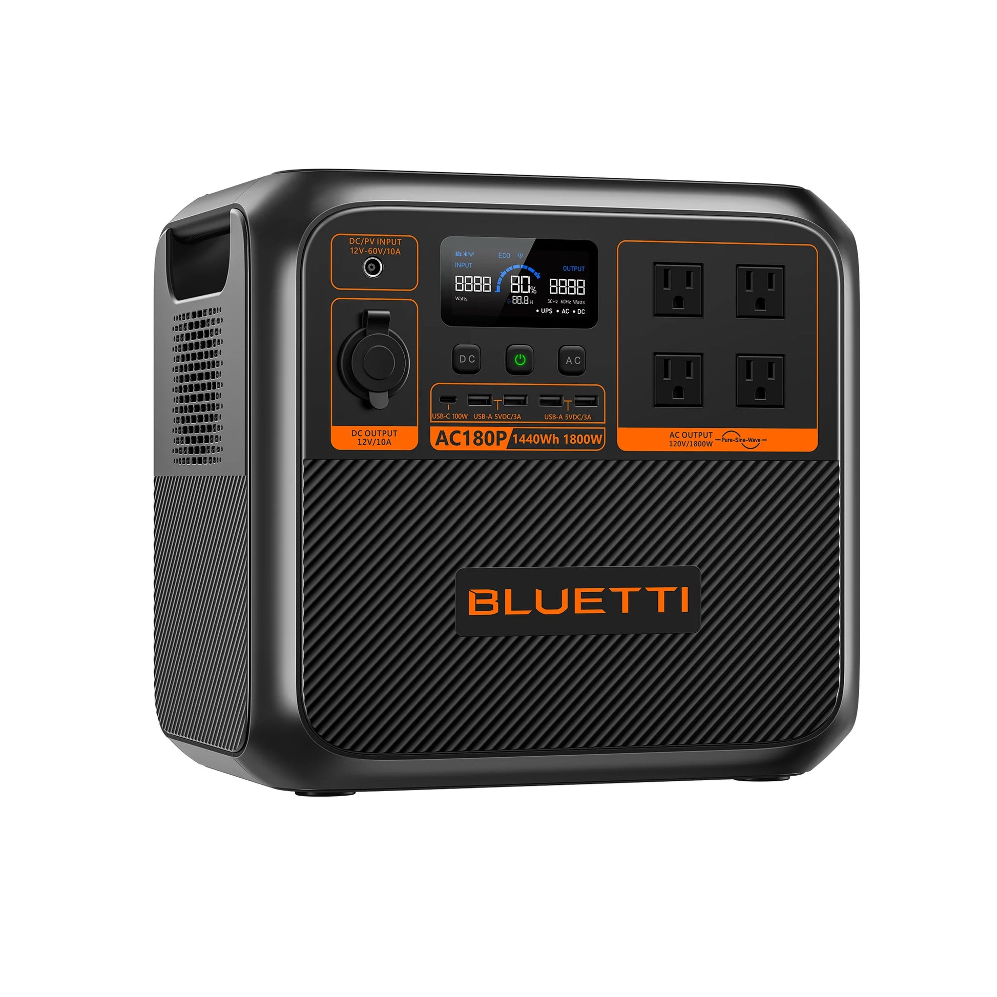 Everglow Tech BLUETTI AC180P Solar Portable Power Station/Solar Generator | 1,800W 1,440Wh