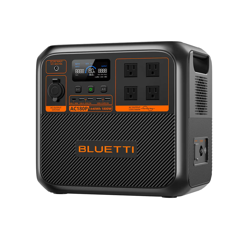 Everglow Tech BLUETTI AC180P Solar Portable Power Station/Solar Generator | 1,800W 1,440Wh