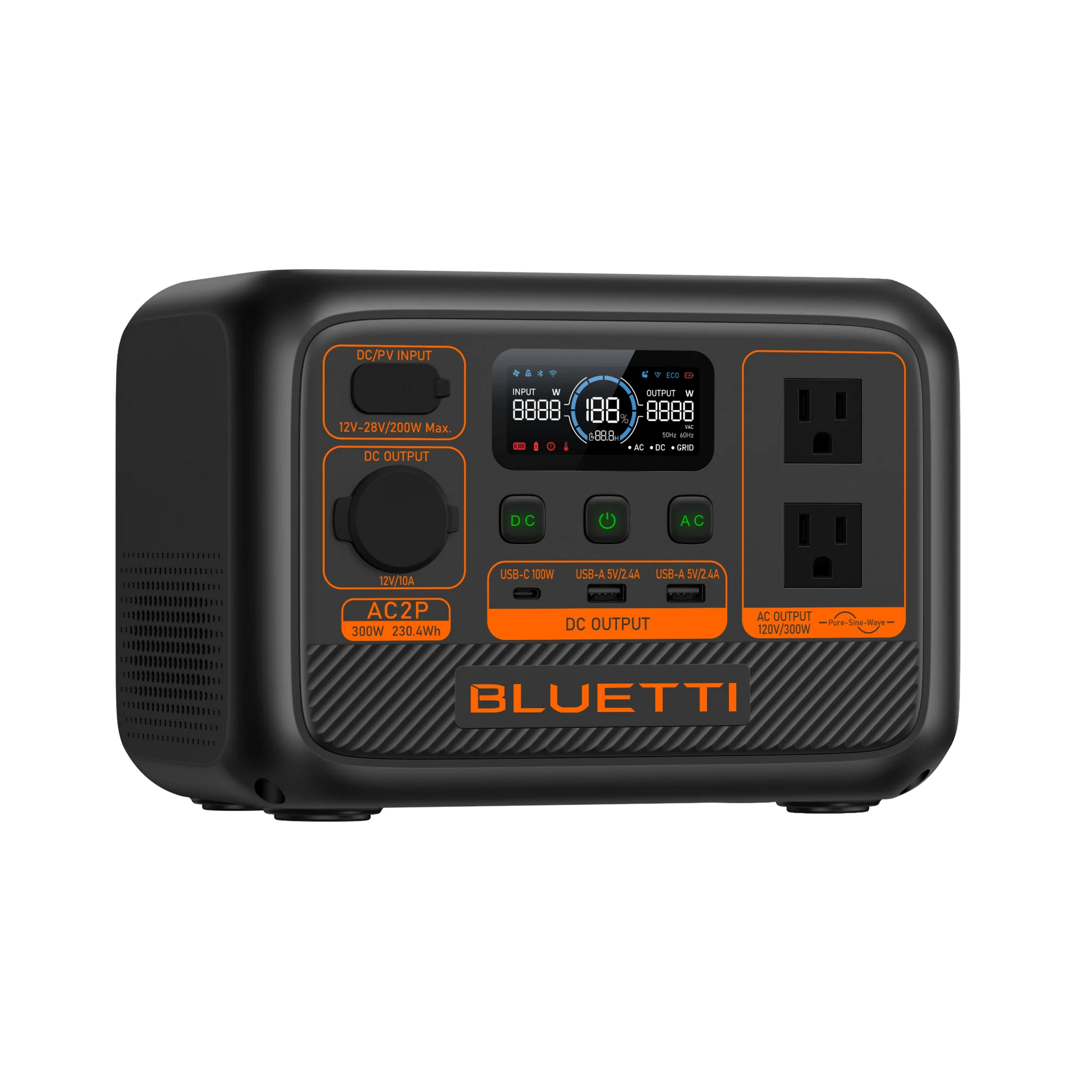 Everglow Tech BLUETTI AC2P Solar Portable Power Station/Solar Generator | 300W 230.4Wh