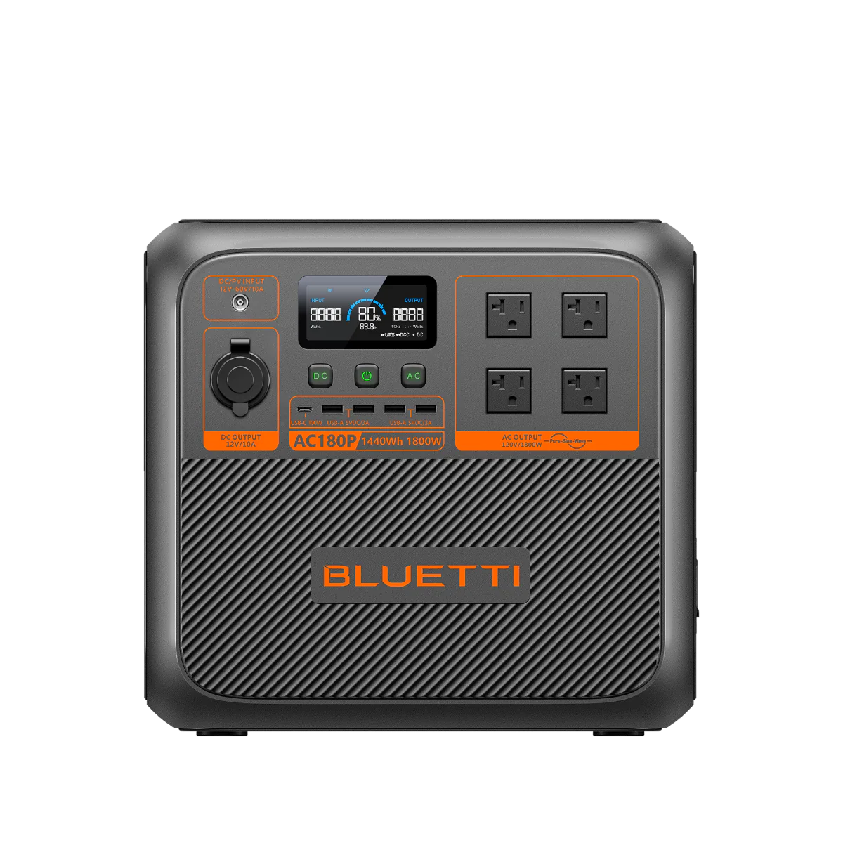 Everglow Tech BLUETTI AC180P Solar Portable Power Station/Solar Generator | 1,800W 1,440Wh AC180P | 1800W 1440Wh Power Station