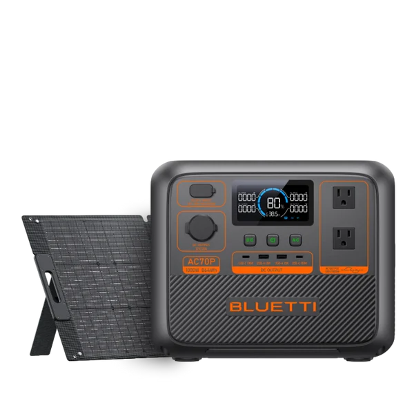 Everglow Tech BLUETTI AC70P Portable Power Station/Solar Generator | 1000W 864Wh AC70P+100W |1000W 864Wh