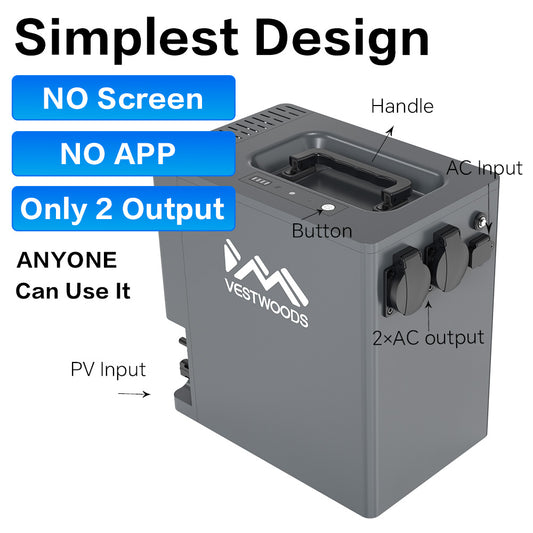 Vestwoods Portable All-In-One Solar Power Station 2kWh